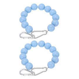 PATIKIL Flagpole Retainer Ring Flag Pole Accessories, 2 Pcs Flag Beaded Mount Ring Keep Flag Close to Pole Weight with Stainless Steel Cable for Indoor Outdoor Flagpole, Blue, 3.3"