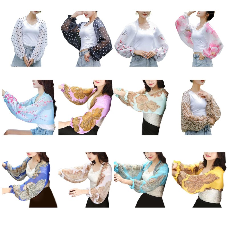 Sun Protective Shawl with Flared Sleeves Cooling Arm Sleeve Covers