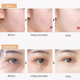 Corrector de menta dulce, paleta de corrector tricolor que cubre las marcas de acné y las ojeras, crema de base de maquillaje 3 en 1, corrector tricolor con pincel, crema de base de maquillaje 3 en 1 resistente al agua (2PCS)