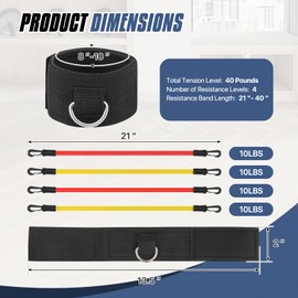 MADOG Ankle Resistance Bands with Cuffs for Working Out, 10-40 lbs 4 Levels Adjustable Ankle Bands with Strap for Leg & Butt Training