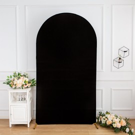 Nobed HHT 7.2FT Black Arch Backdrop Cover,Wrinkle Free Stretchy Fitted 7.2ft Spandex Party Arch Backdrop Stand Cover,Top Round Chiara Backdrop Cover for Birthday Baby Shower Ceremony Banquet