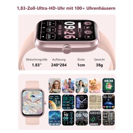 KALINCO 1.83 Inch Smartwatch for Men and Women, VeryFit App, Watch with 100+ Sports Modes, Alexa Built-in, Call Function, Heart Rate and Sleep Monitor, for Android and iOS