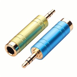 YACSEJAO 2Pcs 1/4 to 3.5mm Adapter 1/4 to 1/8 Audio Adapter Gold-Plated Jack for Guitar, Headphones, Speakers, Studio Equipment (Blue & Green)