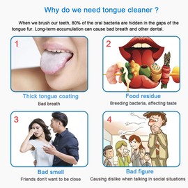 New Version Tongue Scraper Cleaner for Adults & Kids, Medical Grade Metal Tongue Brushes Set for Fresh Breath Dental Eliminate Bad Breath in Seconds (Blue)