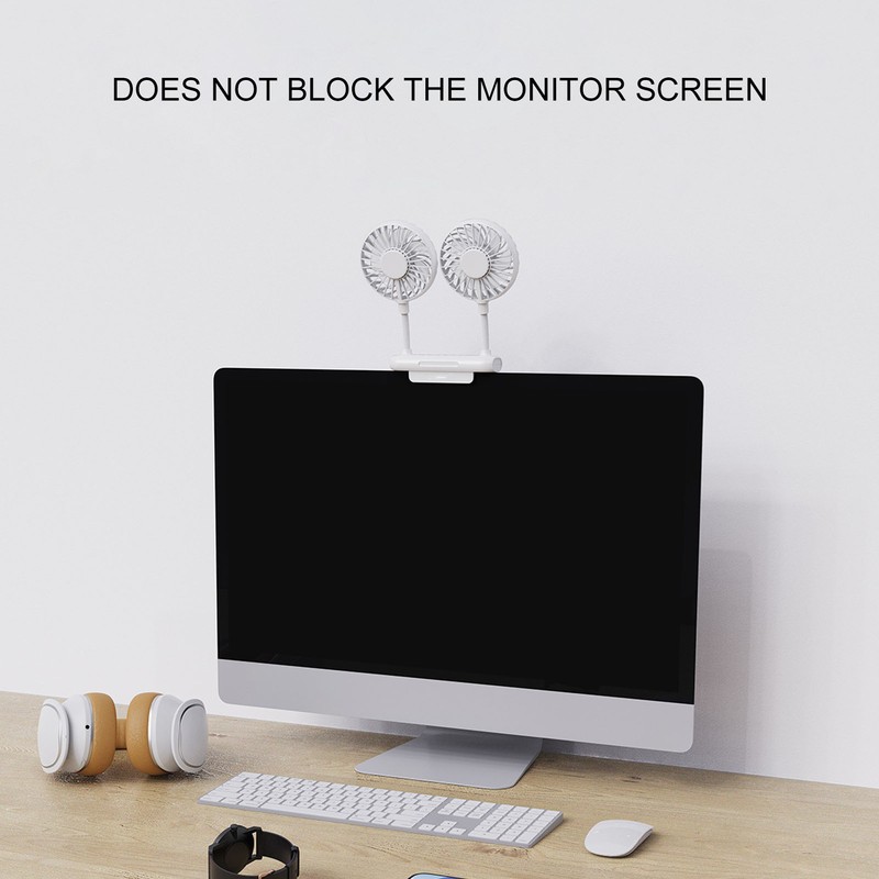 White Desktop Screen Fan with Adjusting Clip 3 Gear 360°