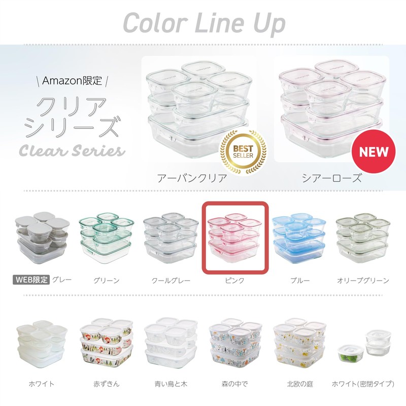 iwaki KC3248N-P Pack & Range Heat-Resistant Glass Storage Container, Pink,