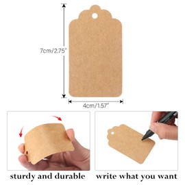 G2PLUS Pack of 200 Kraft Paper Tags, Gift Tags, Labels Made of Kraft Paper, 7 x 4 cm, Tags for Valentine's Day, Wedding Gifts