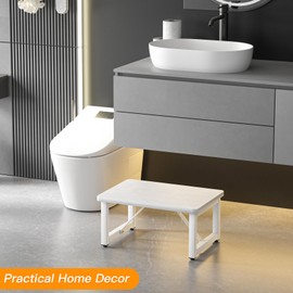 SZLHANJZ Step Stool, Small Step Stool for Adults, Wood and Metal Foot Stool, One Stepping Stool for Bedside Sofa Side, 400 LBS Load Heavy Duty Step, White