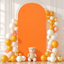 6FT Orange Arch Backdrop Cover,Spandex Fitted Wedding Arch Stand Covers Round Top Chiara Arch Covers Stretchy Backdrop for Birthday Party Ceremony Banquet Decoration