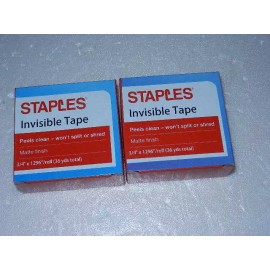 Staples 2 new roll of Staples Invisible Tape 3/4" x 1296" per roll ( 36 yards each )