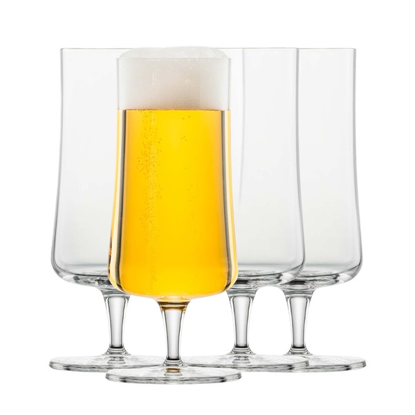 SCHOTT ZWIESEL Pilsglas Beer Basic 0.3 L (Set of 4), Classic Beer Tulip with Moussing Point, Dishwasher Safe Tritan Crystal Glasses, Made in Germany (Item No. 130006)