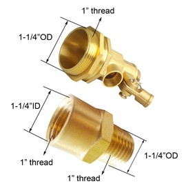BesNPT 1"G Thread Stainless Steel Float Ball Valve with 1"G Female x 1"NPT Male Adapter Adjustable Water Tank Level Control Valve (Pack of 2)