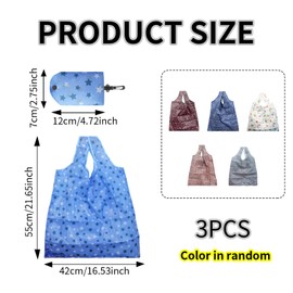 BuxiuGK 3 PCS Foldable Shopping Bag Reusable Grocery Bags Heavy Duty Style in Random Suitable for Shopping Home Travel Outdoor Camping