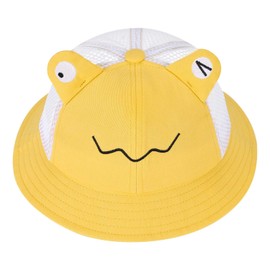 Qchomee Baby Toddler Frog Sun Hat Kids Summer Sun Protection Bucket Hat with Chin Strap Breathable Mesh Visor Cap Quick Dry Cute Cartoon Beach Cotton Sun Hat for Boys Girls 2-5 Years Old