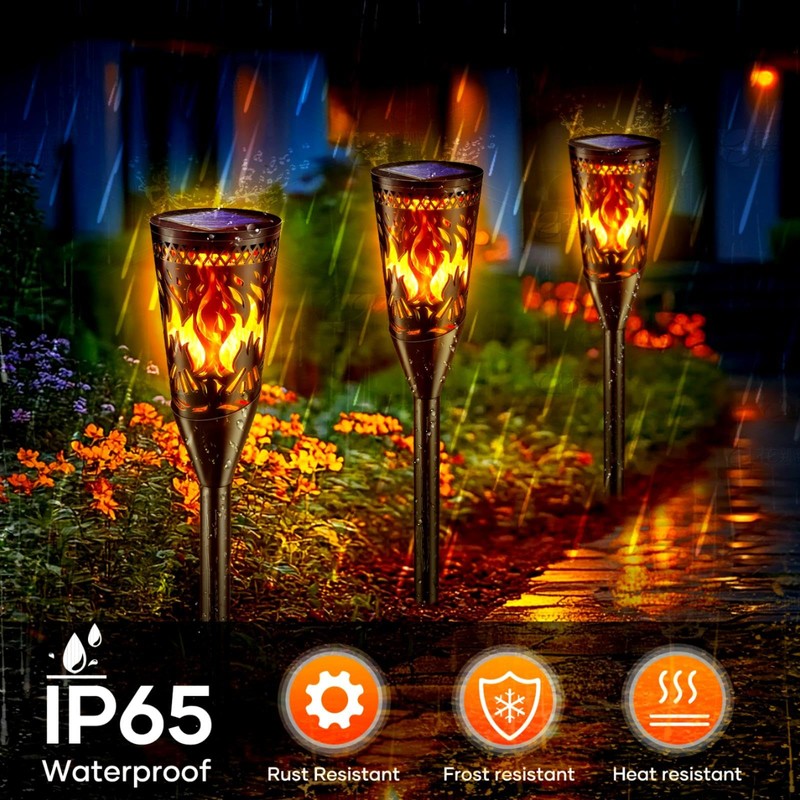 Solar Lights Outdoor Garden, 2Modes Flickering Dancing Flame Lights,IP65 Waterproof