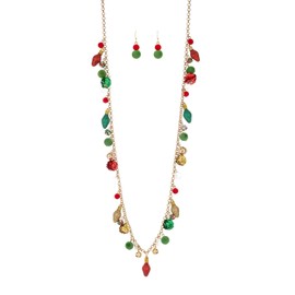 Madison Tyler Christmas Necklace Jewelry Set for Women | Statement Christmas Jingle Bells Light Bulbs Necklace | Dangle Ball Earrings | Xmas Holiday Necklaces Gifts