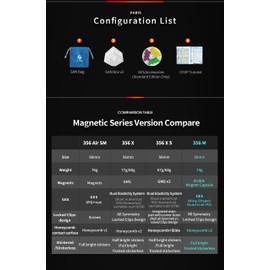 CuberShop GAN 356 M 3x3 cubeta magnético de velocidad Lite, Gans 3X3 cubeta magnético sin adhesivos, suave y rápido 3 por 3 Lite Flagship Performance, GAN 356M Puzzle Toy Speed Cube