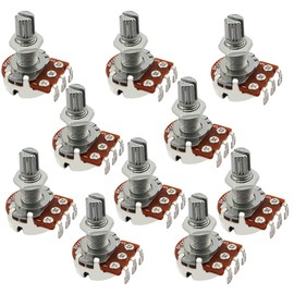 Yibuy 10pcs B500K OHM Audio Tone Guitar Potentiometer 16mm Base Dia/18mm Shaft Coarse Knurled Split Shaft