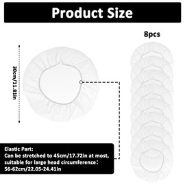 Aeaocvo 8 PCS Chef Hats Bulk Elastic Hairnets for Kitchen Cooking Hat Food Service Mesh Hair Nets for Women Men, Adjustable Reusable Washable Cooking Chef Cap, White
