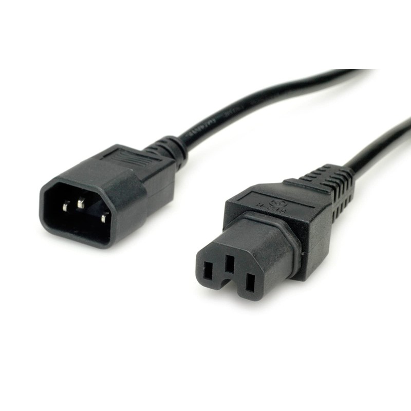 VALUE Power Cable IEC320/C14 Male to C15 Female, Black, 1.8