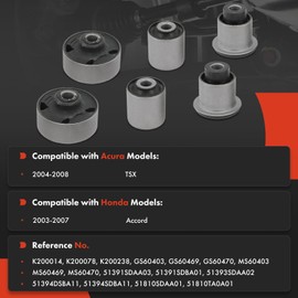 A-Premium Set of 6, Front Lower Control Arm Bushing Kit, Compatible with Honda Accord 2003-2007 & Acura TSX 2004-2008