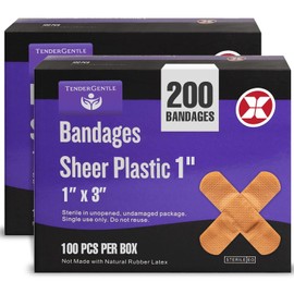 Vendaje calcomanía, 200 vendajes de tela flexible de 1 pulgada, plástico transparente y sin látex para cortes, rasguños, quemaduras, vendajes pequeños estériles