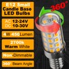 Hylroe 12V E12 LED Candelabra Bulb 40Watt Equivalent Warm White