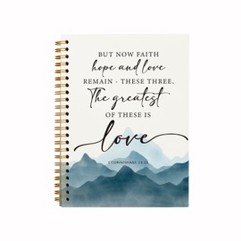 ZFQ Bible Journal for Women,Christian Gifts Inspirational Spiral Bible Notebooks,1 Corinthians 13:13 Scripture Hardcover Spiral Notebook 5.5x8.3