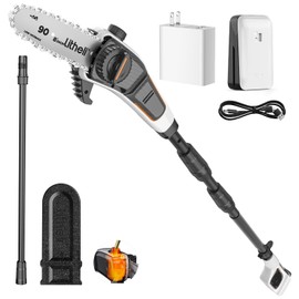 Litheli U20 Cordless Pole Saw for Tree Trimming, Battery Powered Pole Saw with 8-Inch Cutting Bar & Chain, Lightweight Electric Pole Chainsaw for Branch Cutting With 2.5Ah Battery & 65W Charger