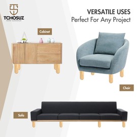 6 Inch / 15 cm Wooden Furniture Legs, Set of 4 Mid Century Modern Solid Wood Varnish Round DIY Replacement Feet for Sofa Couch Armchair Bed Recliner Riser Ottoman Dresser Cabinet Bench TV Stand