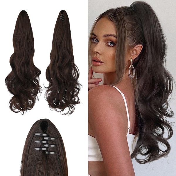 JWLFLOWXISS Ponytail Extension, 24 Inch Long Curly Wavy Pony Tails