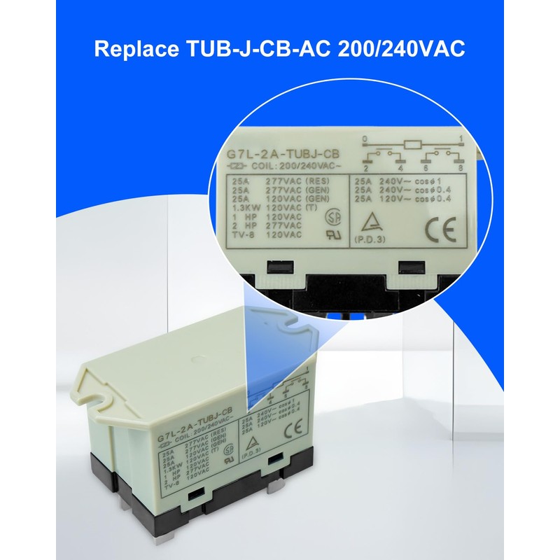 G7L-2A-TUBJ-CB-AC 200/240VAC General Purpose Relay DPST-NO, Double Pole Single Throw