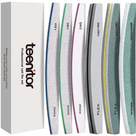 Teenitor Nail File and Buffer Set, 6pcs Nail Buffer Blocks Emery Boards for Nails, Nail Files for Acrylic and Gel Nails, 240 Grit Nail Files Professional for Natural Nails, Nail Filer Half-Moon