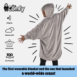 THE COMFY Original | Sherpa Lined Microfiber Fleece Wearable Blanket, Oversized Design with Hood and Pocket, From Shark Tank, for Women & Men, Warm and Cozy Gifts