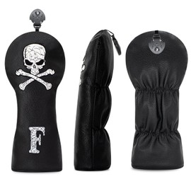 Golf Skull Skeleton Head Cover Golf Club Black Leather Headcovers Set Fits Driver Fairway Wood Hybrid Utility Putter Iron Wedge Headcover.