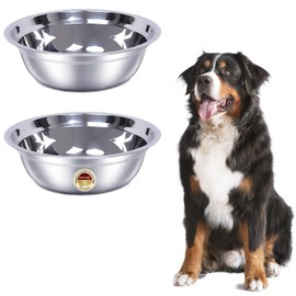 2 Pack, L Size Bowls, Matches Vexong L Size Elevated Dog Bowl Stand, for Dogs Between 60 and 100 lb, Stainless Steel Dog Bowl, Capacity 0.8 Gal / 12.5 Cup / 106 Oz / 3 Liter, Rustproof, Durable,