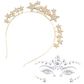 Trsnzul Star Headband 1 Set Star Rhinestone Hair Hoop Headband Gold Women's Glitter Golden Headband Glitter Hair Accessories Stars Rhinestone Hair Band Stars Headband for Birthday Party Wedding