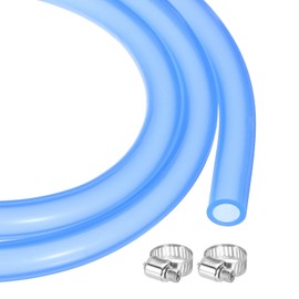 MECCANIXITY 3.3ft Silicone Rubber Tubing 1/4" ID 3/8" OD Plastic Tube Flexible Air Hose for Brewing, Wine Making, Pump Siphon, 6.4mm x 9.5mm, with 2pcs Clamps, Light Blue