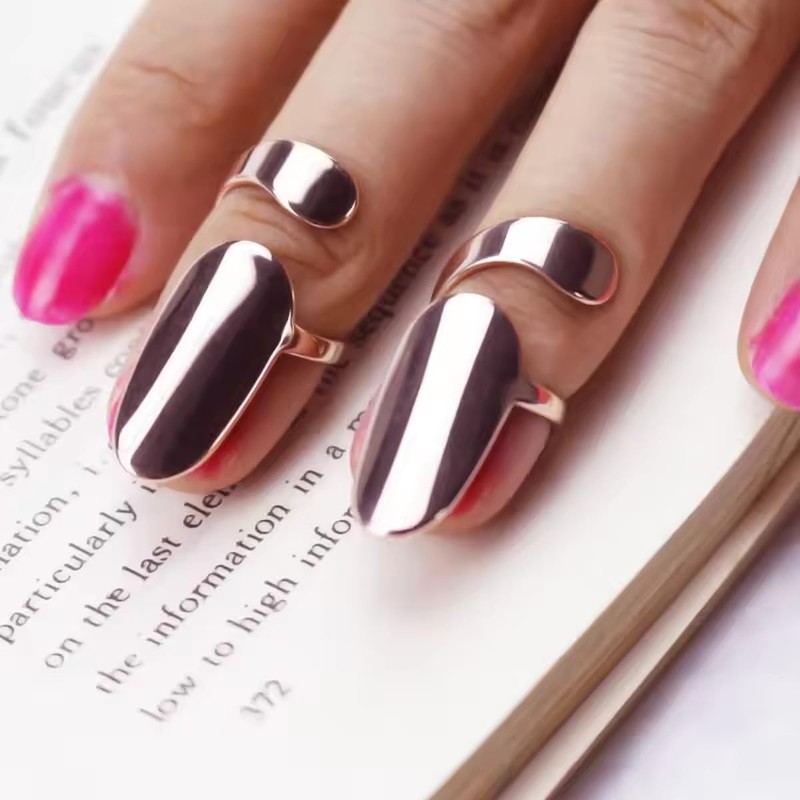 Open Fingernail Rings 3Pcs, Knuckle Armor Thumb Tip Ring, Punk