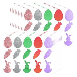 Colorful Easter Bunny Stickers Holographic Easter Egg Seal Label Scrapbooking Stickers Vinyl Art Decor for Gift Boxes Envelope Party Bag Games Supplies 300pcs