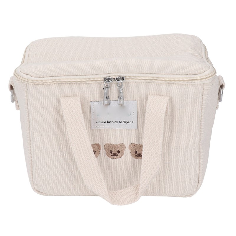 Diaper Shoulder Bag Oxford Cloth Large Capacity Embroidery Bear Pattern