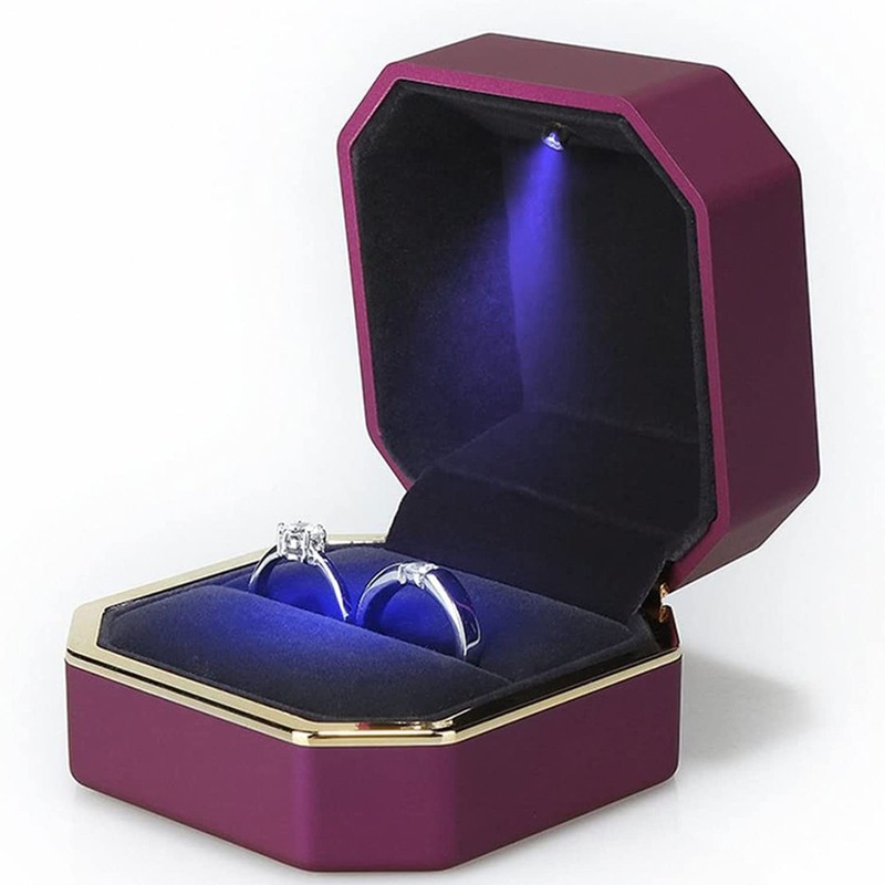 AVESON Luxury Ring Box, Square Velvet Wedding Ring Case Jewelry