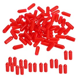 PATIKIL Round Rubber End Caps 4.5mm ID, 100 Pcs Rubber Bolt Covers Caps Vinyl Rubber Flexible Screw Thread Protectors for Metal Tube Rod Bolts, Red