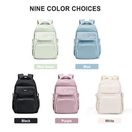 SEAFEW School Backpack for Men Women College High School Bag Lightweight Laptop Bookbag Water Resistant Casual Daypack for Boys Girls for Travel Work B1- Black