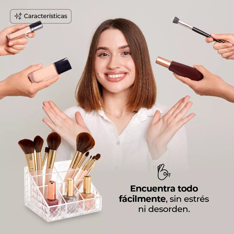 Queen Sense Organizador Para Cosmeticos Sencillo 7 Espacios, Acrilico