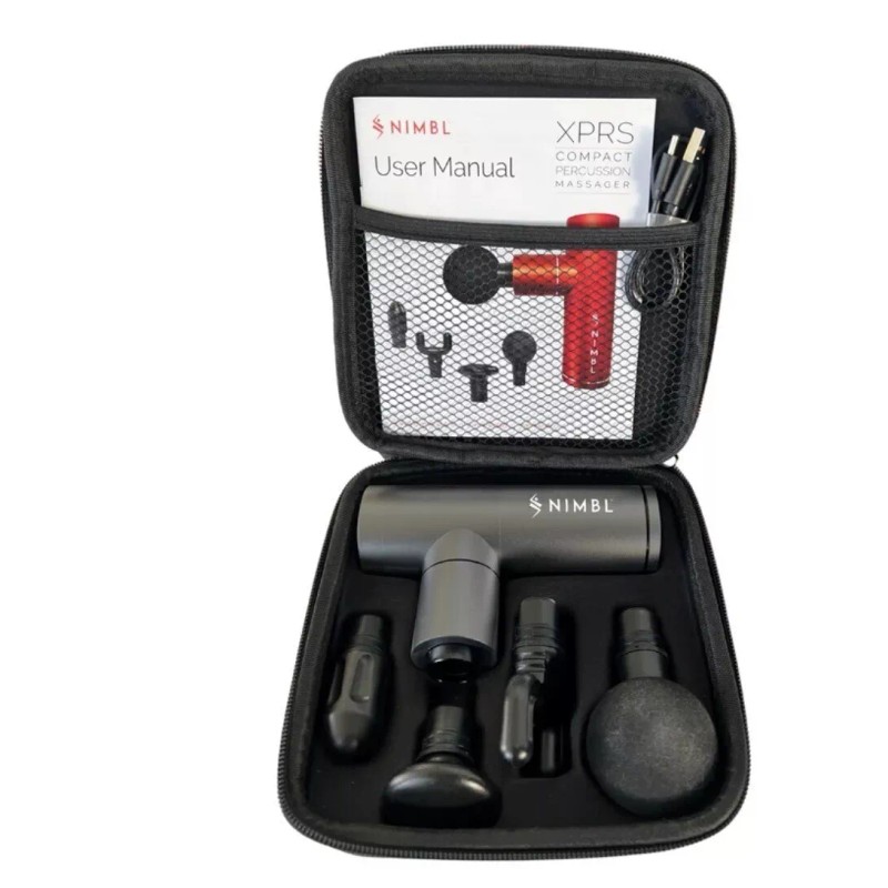 NIMBL Fabric percussion massager gun kit with 4 speeds, includes