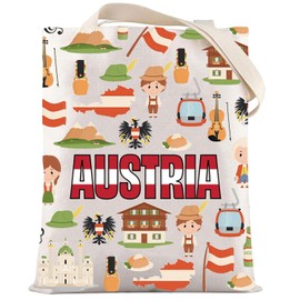 LEVLO Austria Tote Bag Austria Vacation Gift The Republic of Austria Flag Shoulder Bag Austria Vienna Travel Merchandise, Austria Tote, Medium