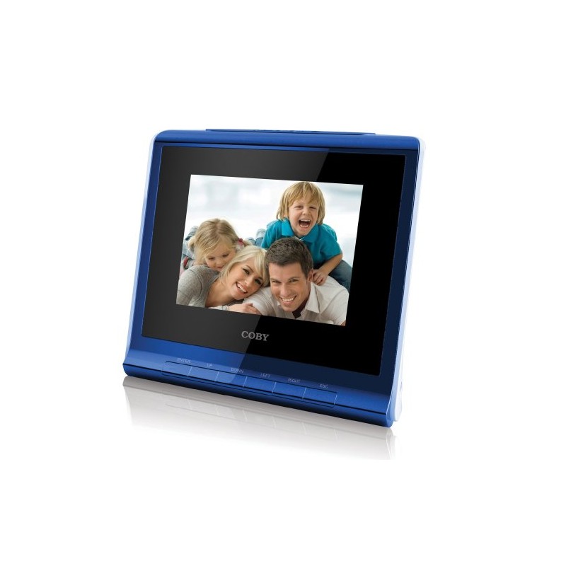 Coby DP356BLU 3.5-Inch Digital Photo Frame with Alarm Clock, Blue