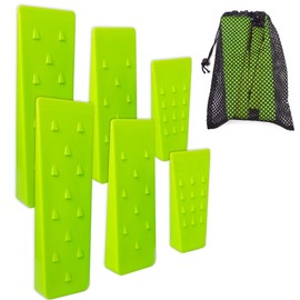 6 Pack Tree Felling Wedges with Spikes for Safe Tree Cutting – 2 Each of 10", 8” and 5.5” Wedges with Storage Bag; 6 Felling Dogs to Guide Trees Stabilize and Safely to Ground for Loggers and Fallers