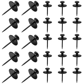 Coufce Double Headed Picture Hangers Nails, Thumb Tacks Decorative, Push Pin Wall Nails, Photo Hanging Hook Pins, Small Thumb Tacks for Home Office, Drywall, Classroom，25 Pcs(Black)